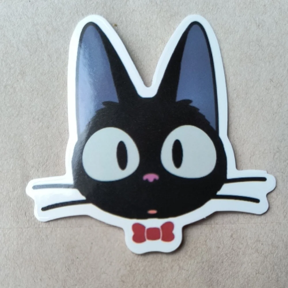 Black Cat Sticker Decal with Red Bow - Cute Pet Accent Kiki's Delivery Service